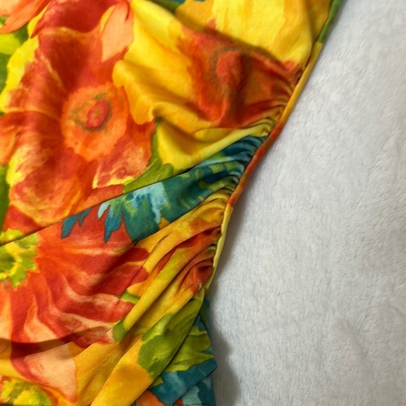 Vibrant Orange and Yellow One Piece Swimsuit with Spaghetti Straps - Picture 3 of 11